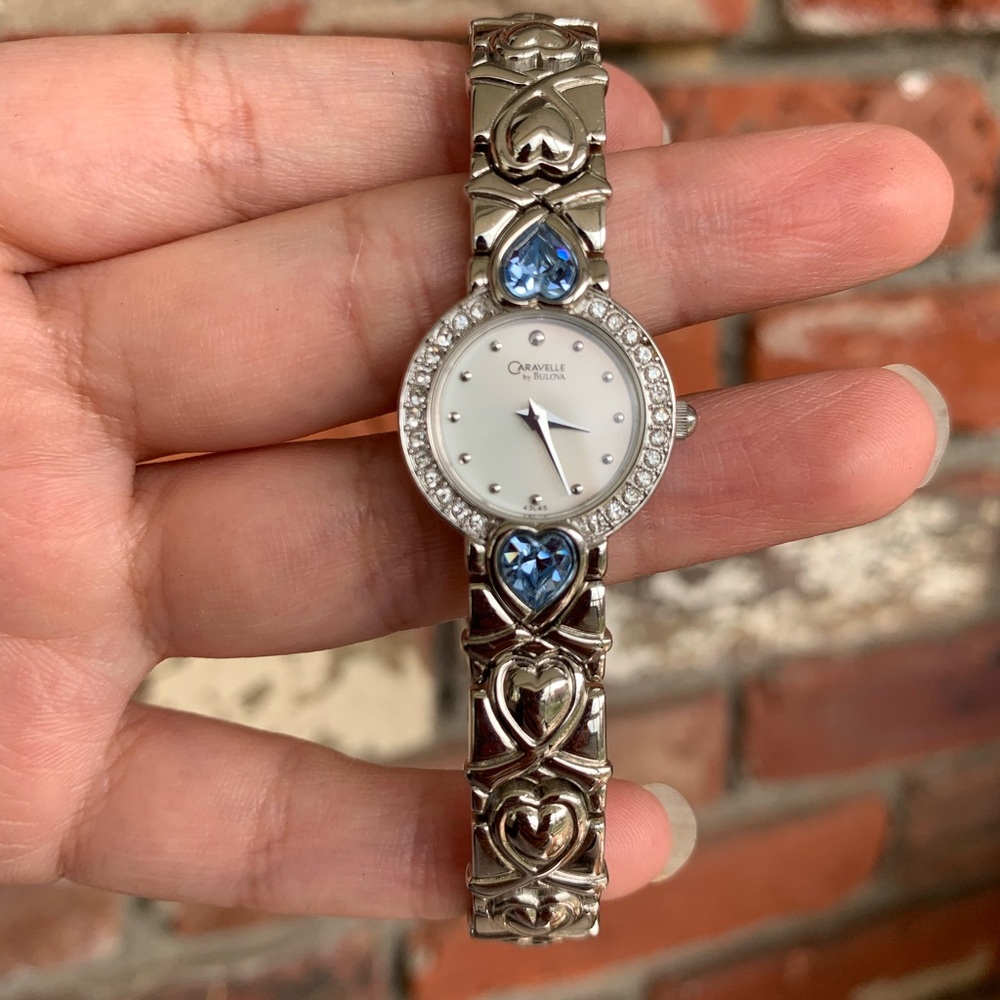 Caravelle by Bulova Watch Blue Rhinestones Watch Untested